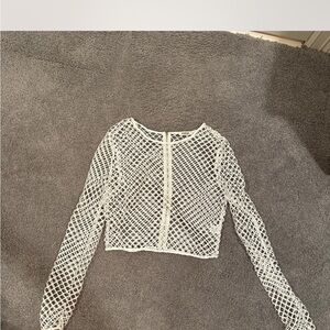 White Fishnet Women Top